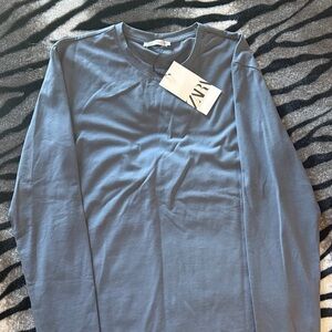 Zara Men's Blue Long Sleeve Shirt